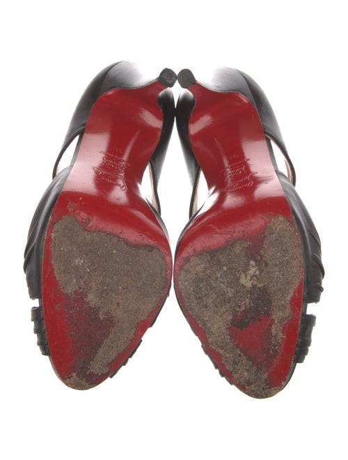 Christian Louboutin Leather Studded Accents T-Strap Pumps