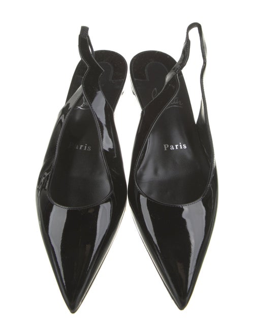 Christian Louboutin Patent Leather Scalloped Accent Slingback Flats