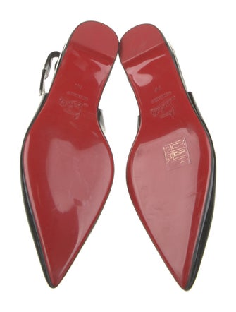 Christian Louboutin Patent Leather Scalloped Accent Slingback Flats