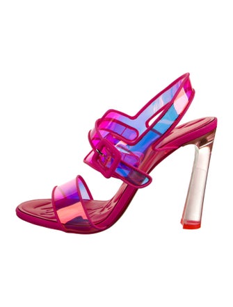 Christian Louboutin PVC Leather Trim Embellishment Slingback Sandals