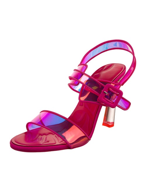 Christian Louboutin PVC Leather Trim Embellishment Slingback Sandals