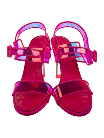 Christian Louboutin PVC Leather Trim Embellishment Slingback Sandals