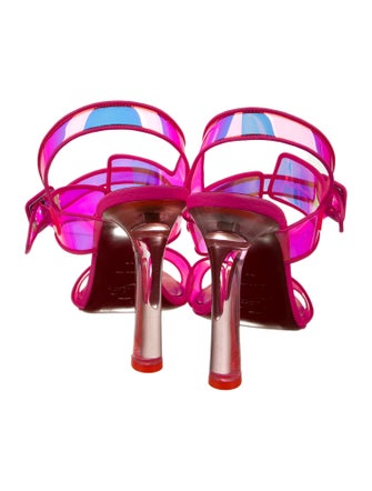 Christian Louboutin PVC Leather Trim Embellishment Slingback Sandals