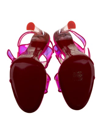 Christian Louboutin PVC Leather Trim Embellishment Slingback Sandals