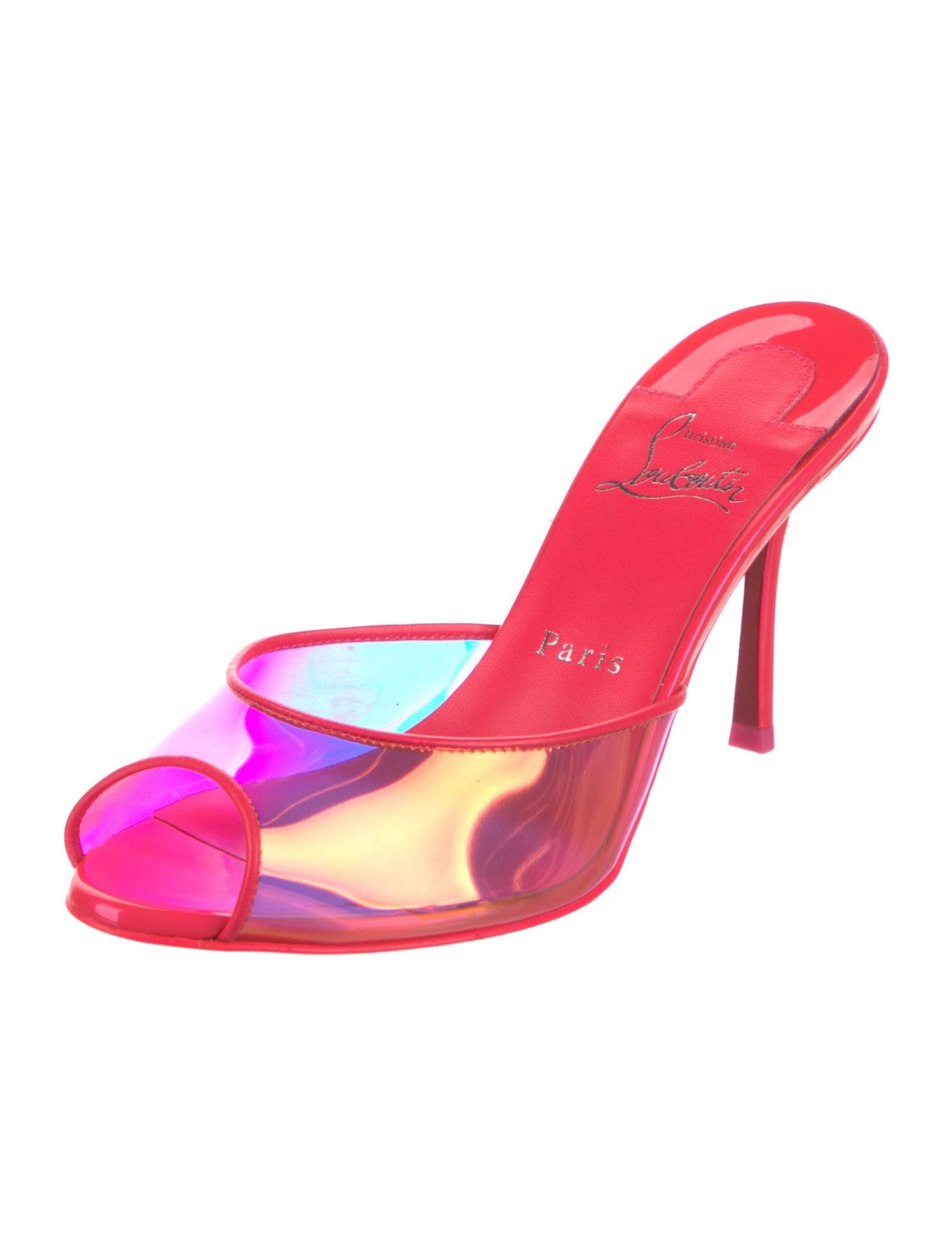 Christian Louboutin PVC Leather Trim Embellishment Slides