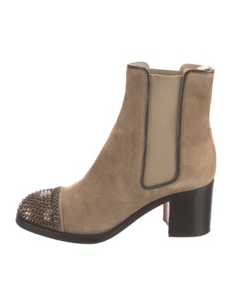 Christian Louboutin Chain-Link Accent Suede Chelsea Boots