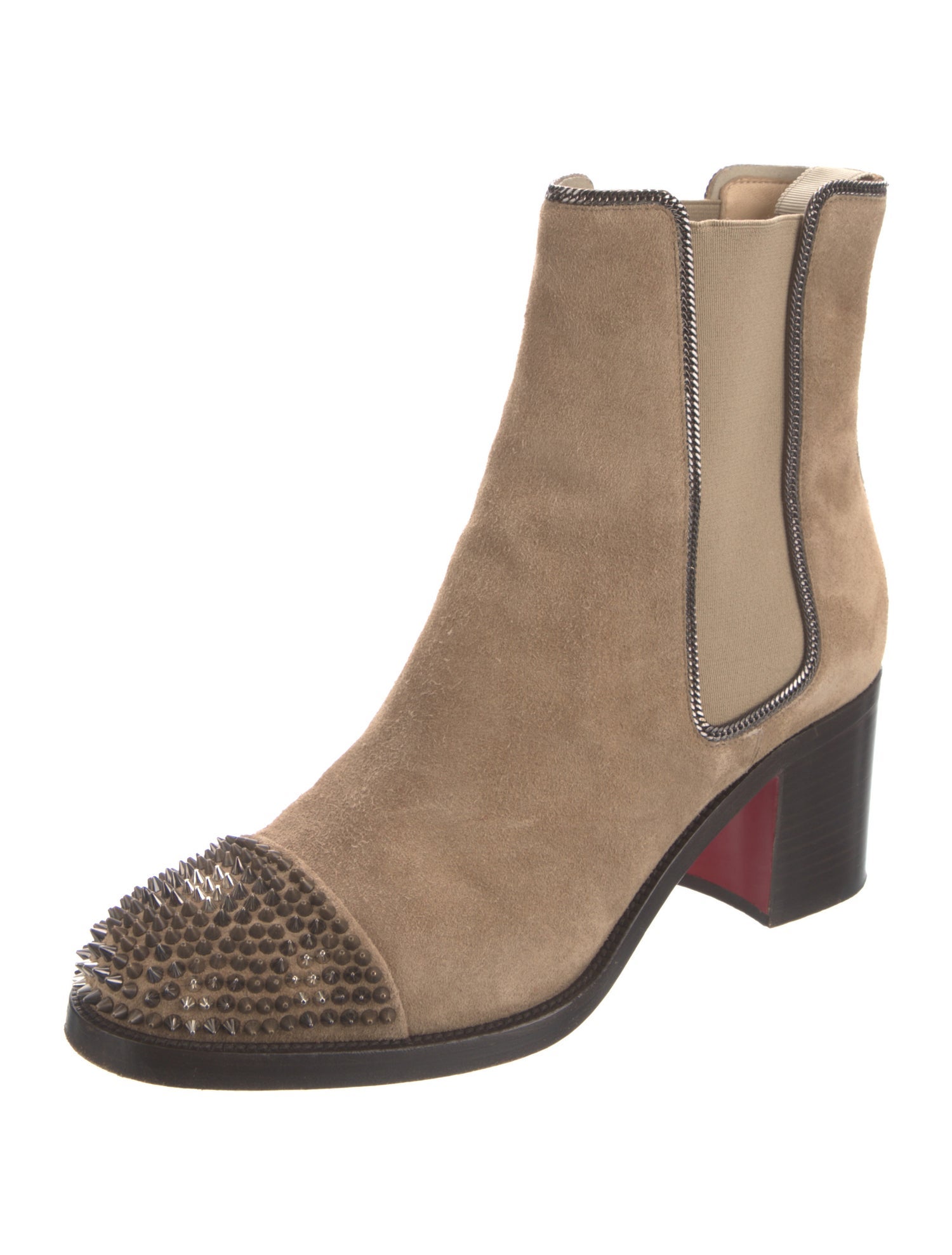 Christian Louboutin Chain-Link Accent Suede Chelsea Boots
