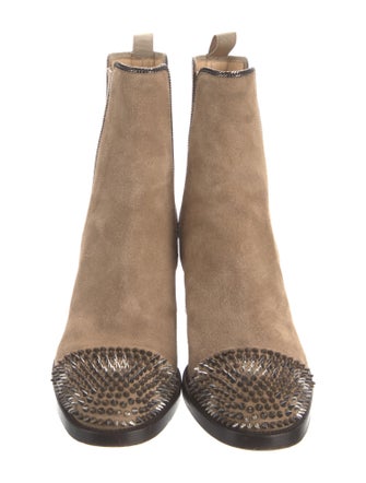 Christian Louboutin Chain-Link Accent Suede Chelsea Boots