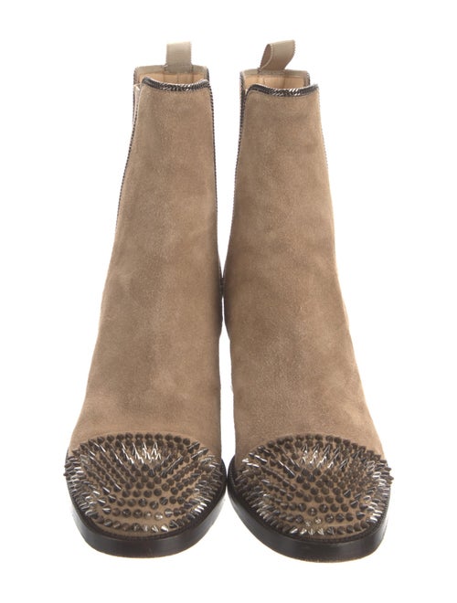 Christian Louboutin Chain-Link Accent Suede Chelsea Boots