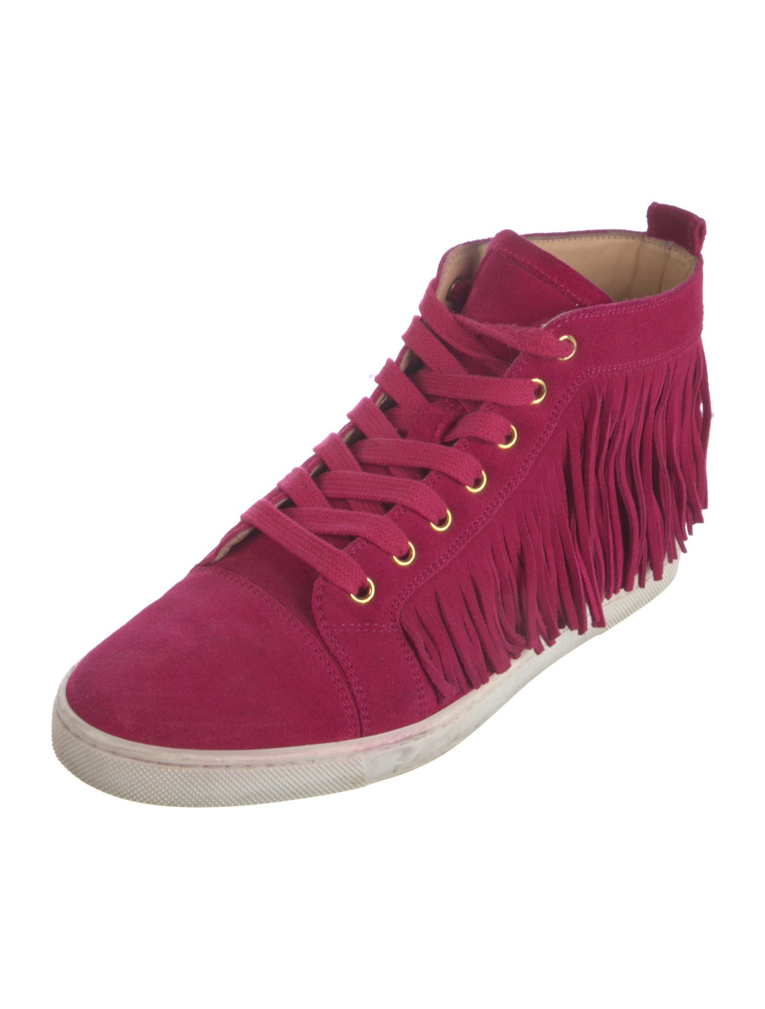 Christian Louboutin Suede Fringe Trim Accent Sneakers