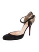 Christian Louboutin Suede Fur Trim D'Orsay Pumps