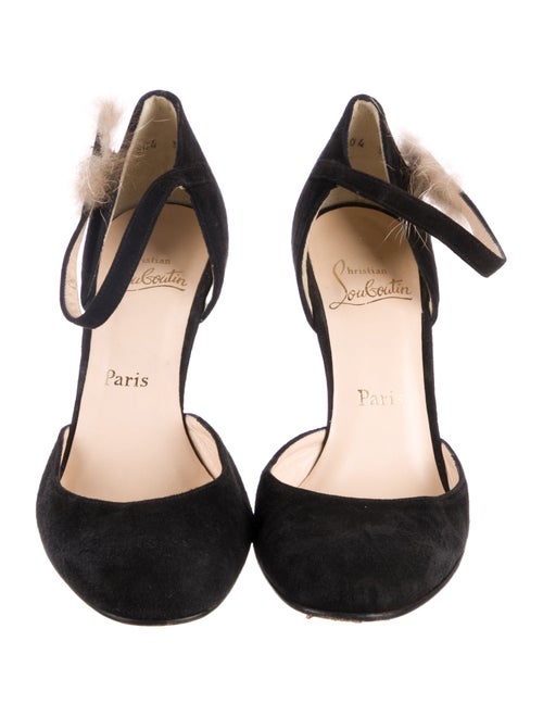 Christian Louboutin Suede Fur Trim D'Orsay Pumps