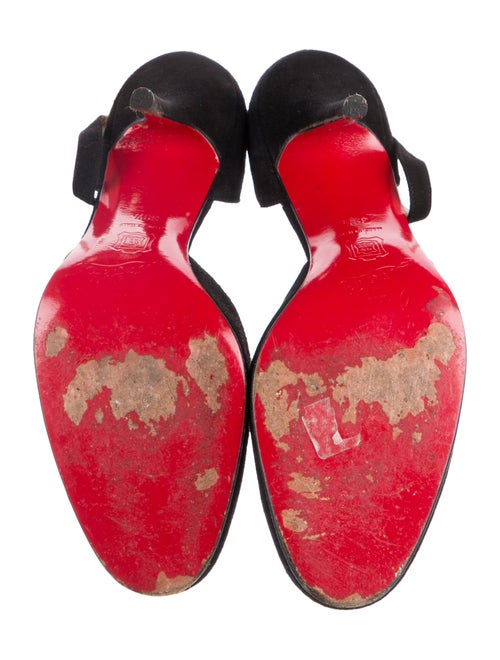 Christian Louboutin Suede Fur Trim D'Orsay Pumps