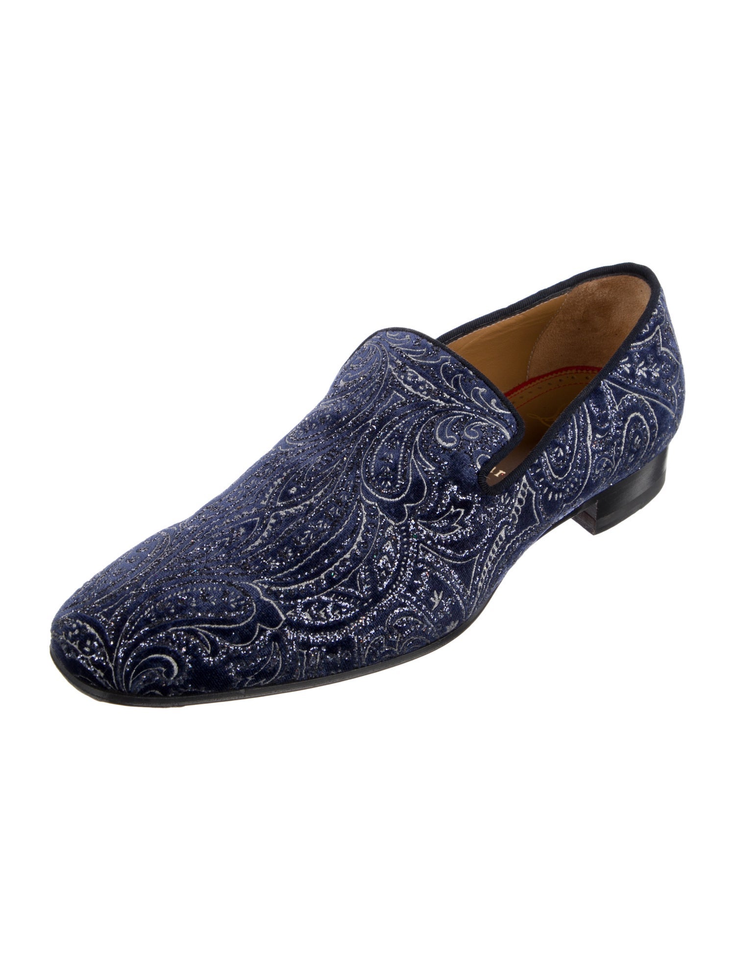 Christian Louboutin Velvet Paisley Print Loafers