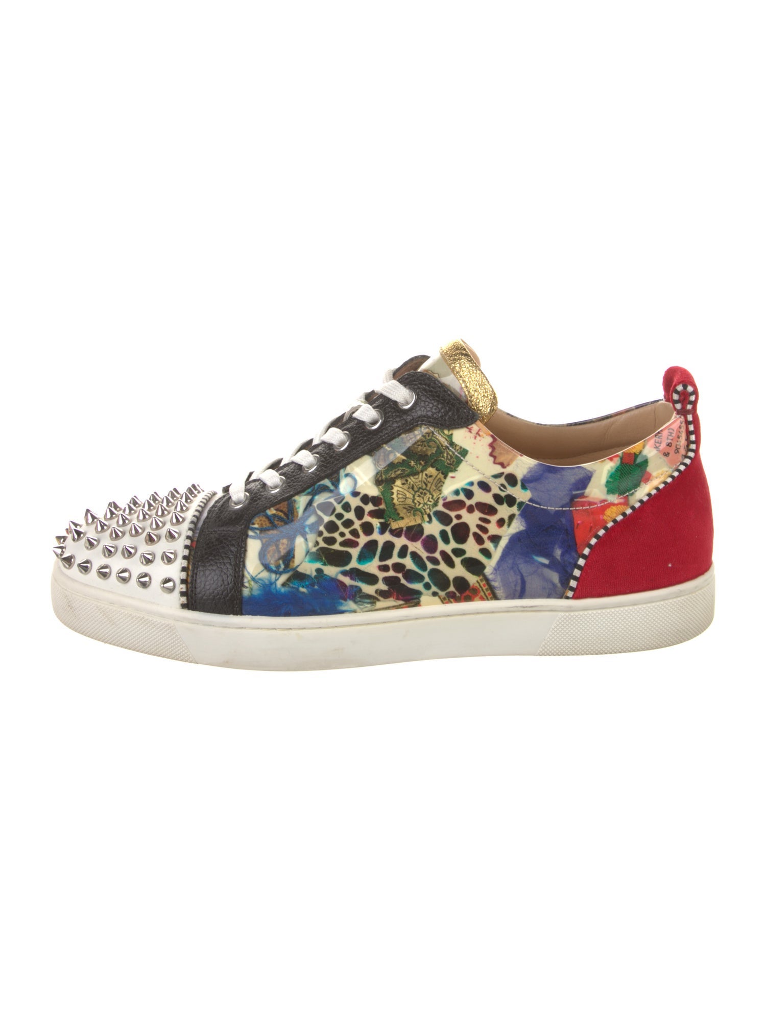 Christian Louboutin Spike Accents Patent Leather Sneakers