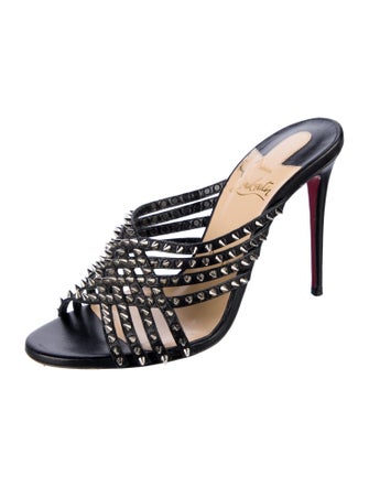 Christian Louboutin Spike Accents Leather Slides