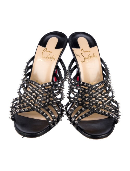 Christian Louboutin Spike Accents Leather Slides
