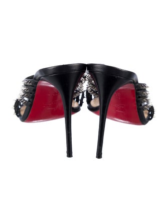 Christian Louboutin Spike Accents Leather Slides