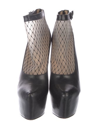 Christian Louboutin Leather Mesh Accents Boots