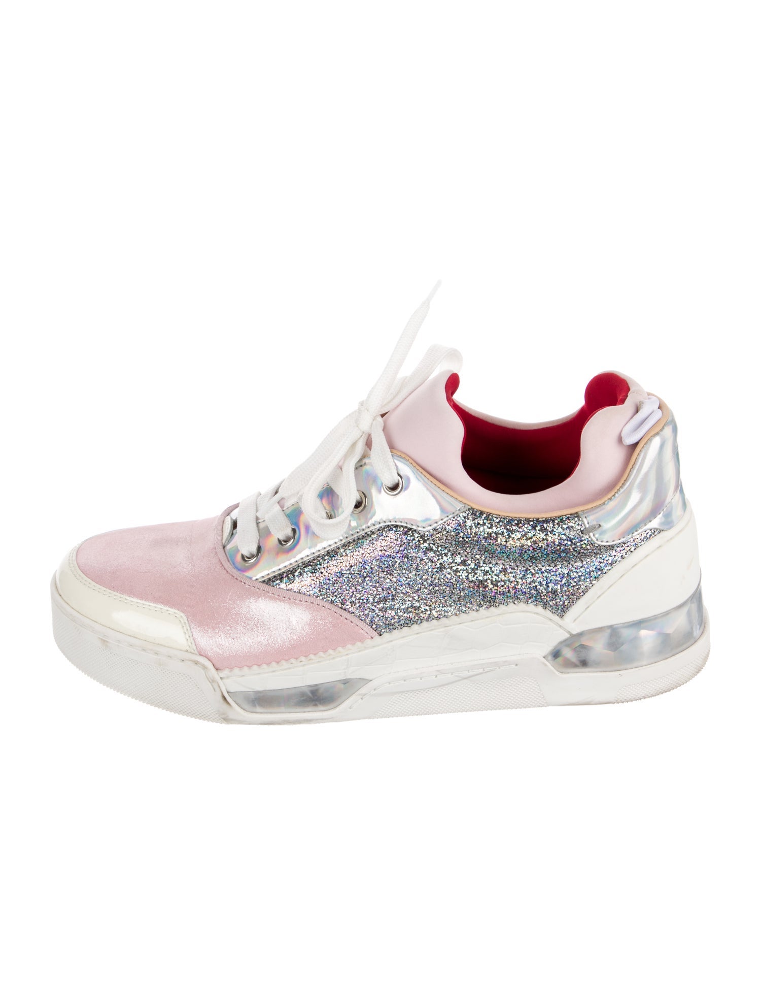 Christian Louboutin Leather Colorblock Pattern Athletic Sneakers