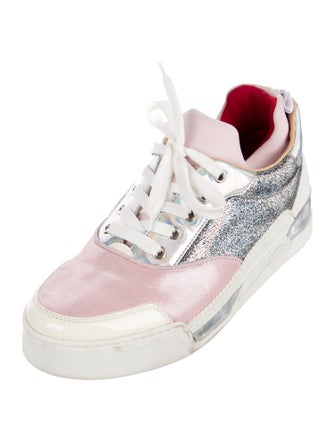 Christian Louboutin Leather Colorblock Pattern Athletic Sneakers
