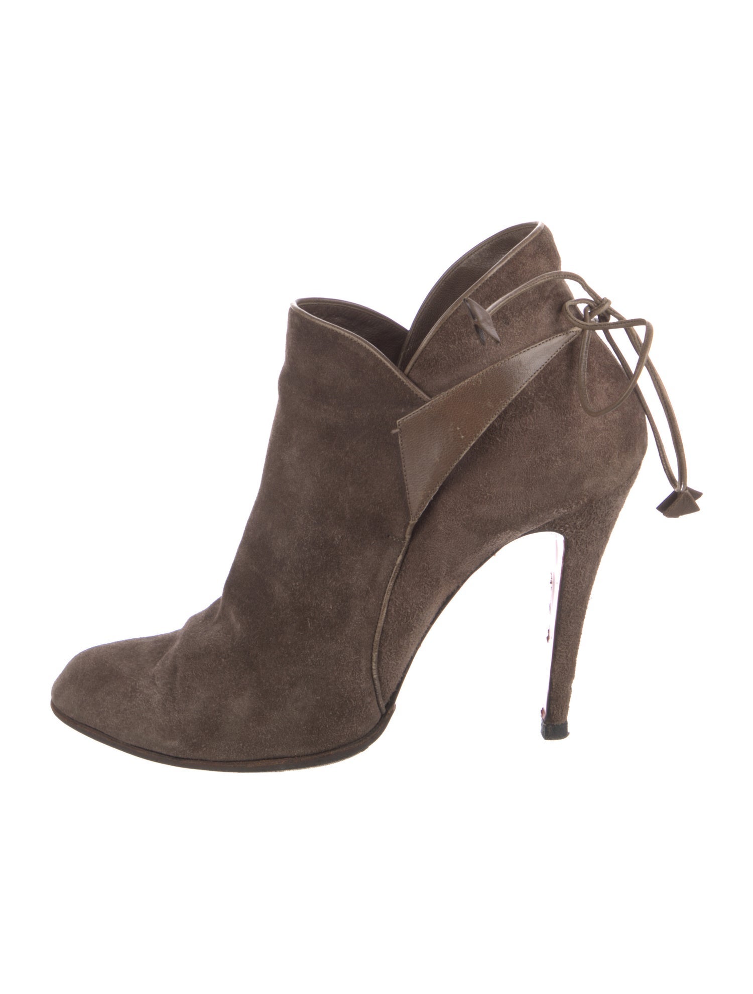 Christian Louboutin Suede Leather Trim Embellishment Lace-Up Boots