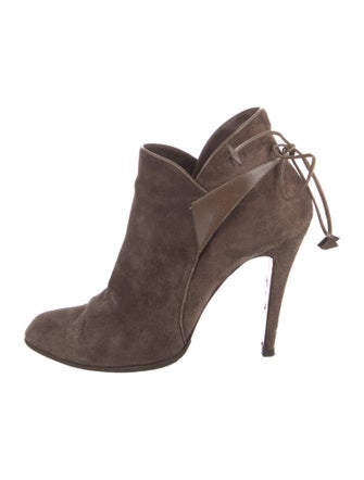 Christian Louboutin Suede Leather Trim Embellishment Lace-Up Boots