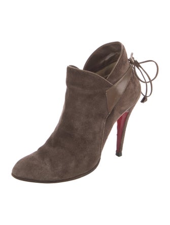 Christian Louboutin Suede Leather Trim Embellishment Lace-Up Boots