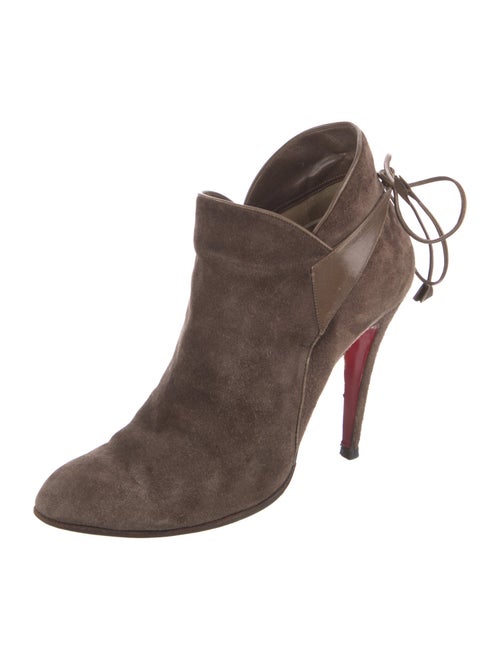 Christian Louboutin Suede Leather Trim Embellishment Lace-Up Boots