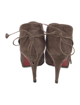 Christian Louboutin Suede Leather Trim Embellishment Lace-Up Boots