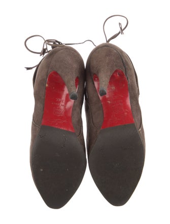 Christian Louboutin Suede Leather Trim Embellishment Lace-Up Boots