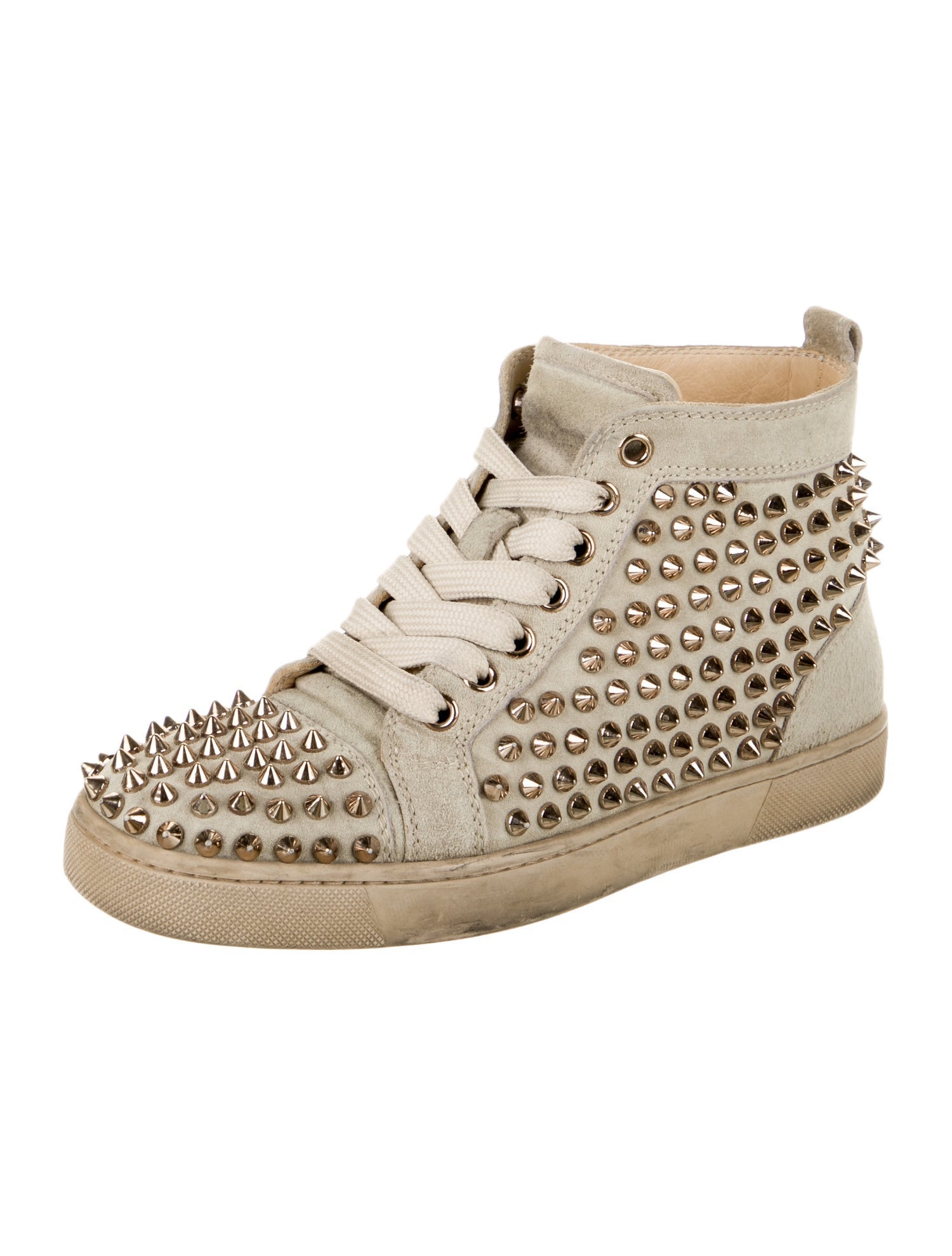 Christian Louboutin Spike Accents Suede Sneakers