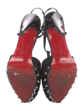 Christian Louboutin Spike Accents Suede T-Strap Pumps
