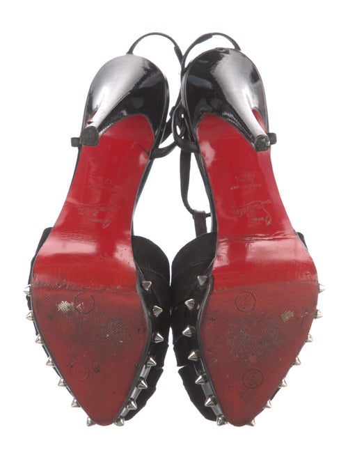 Christian Louboutin Spike Accents Suede T-Strap Pumps
