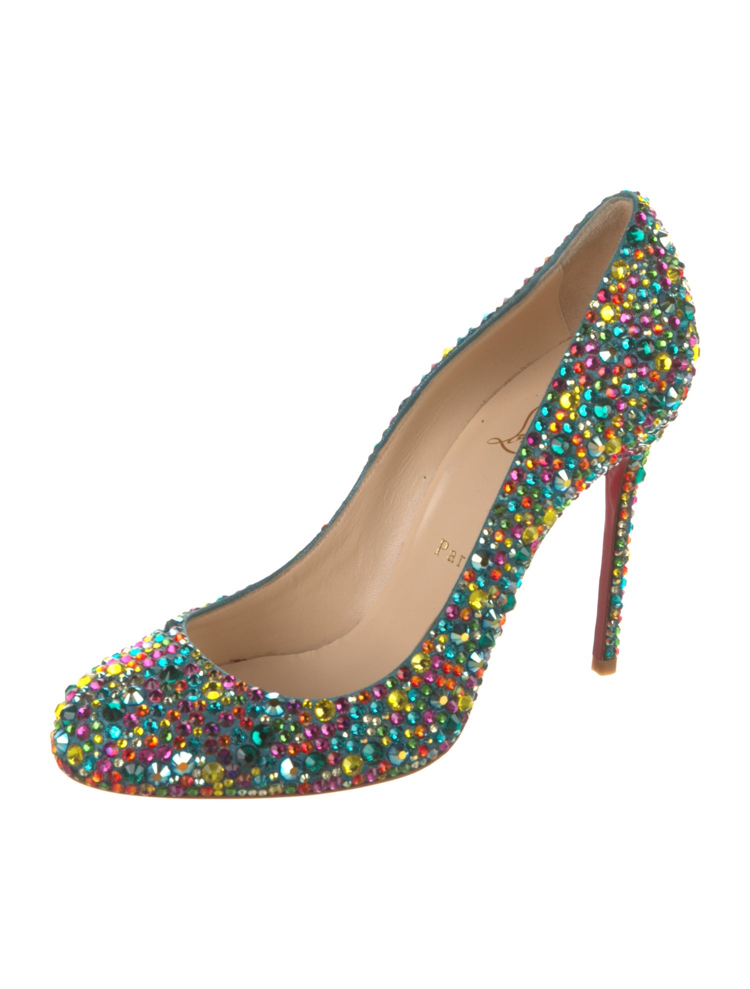 Christian Louboutin Suede Crystal Embellishments Pumps