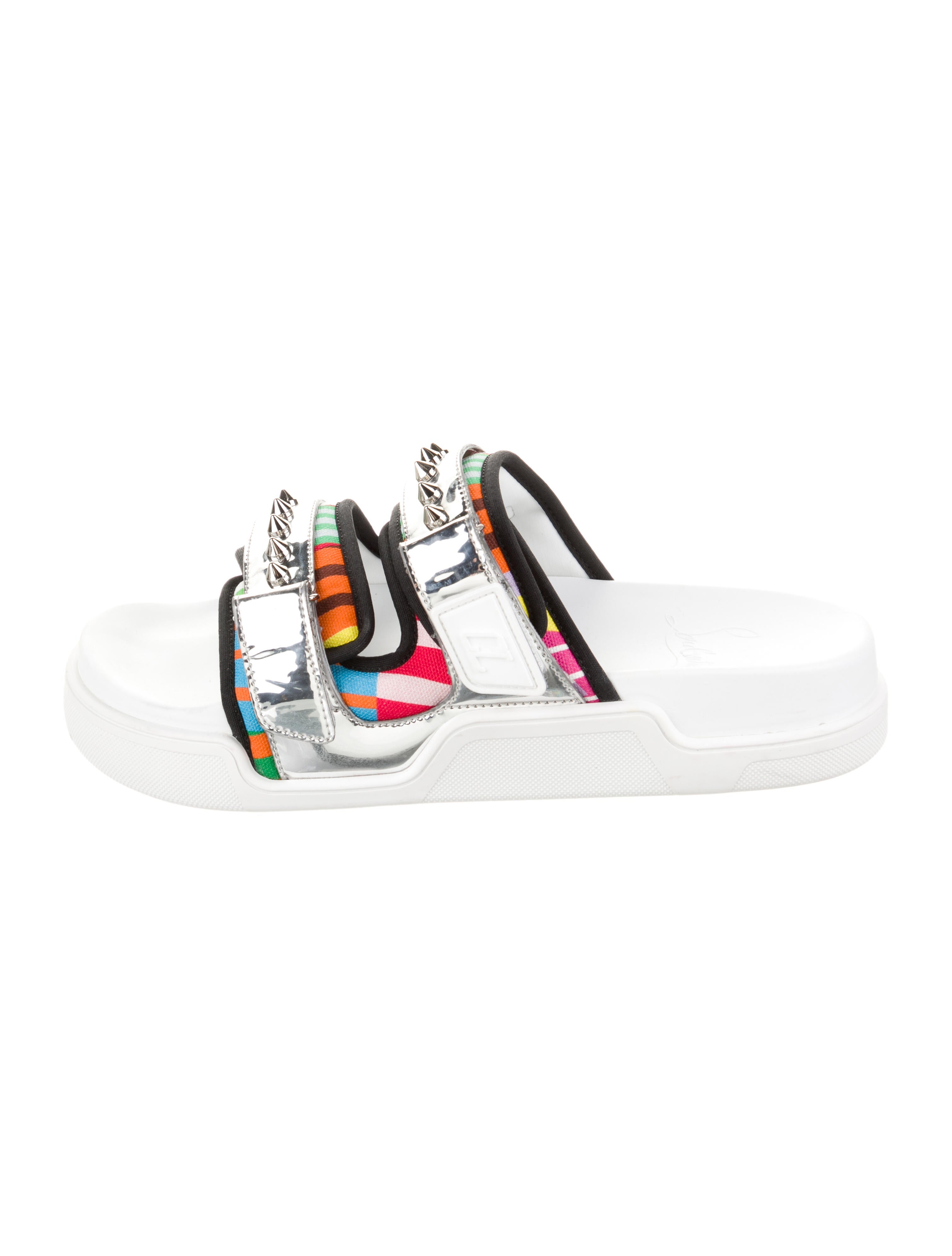 Christian Louboutin Canvas Printed Slides