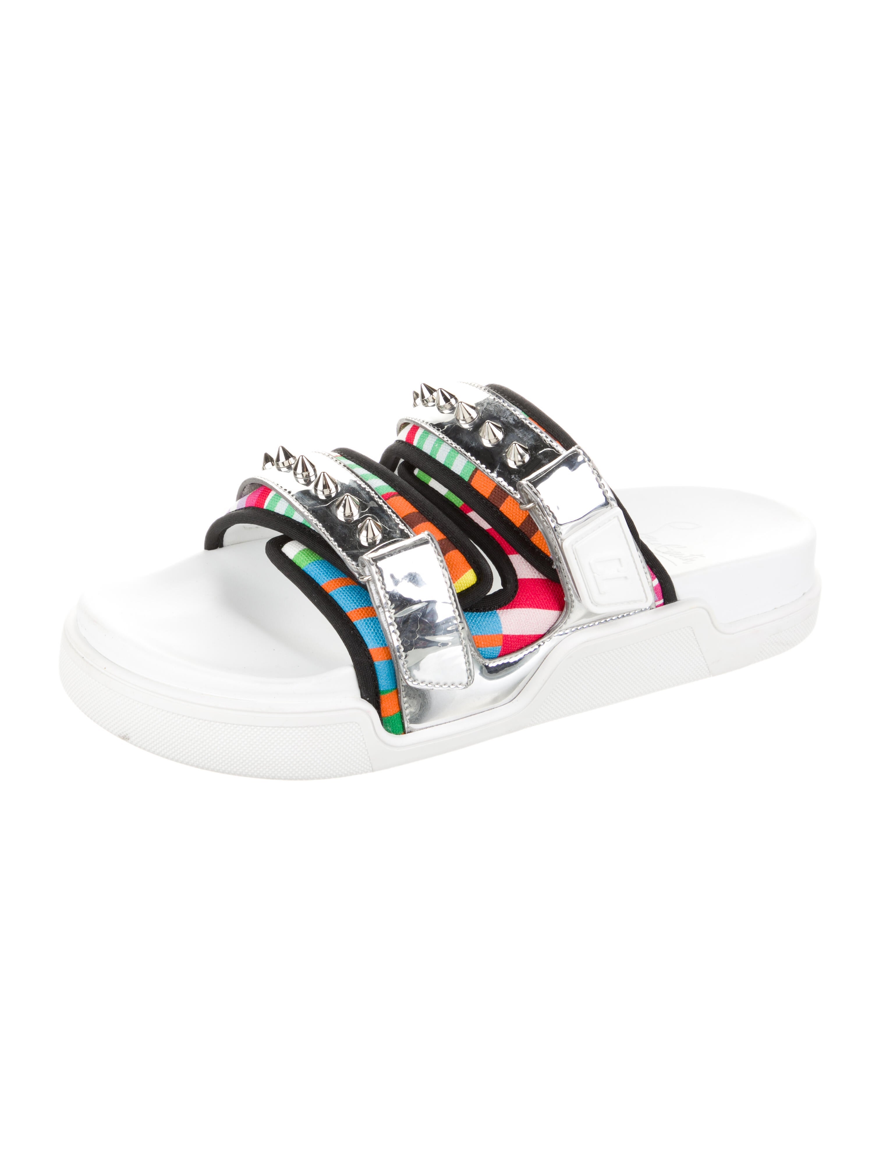 Christian Louboutin Canvas Printed Slides