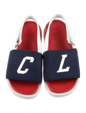 Christian Louboutin Christian Louboutin Girls Size 30 Leather Blue and White Velcro Closure Sandal