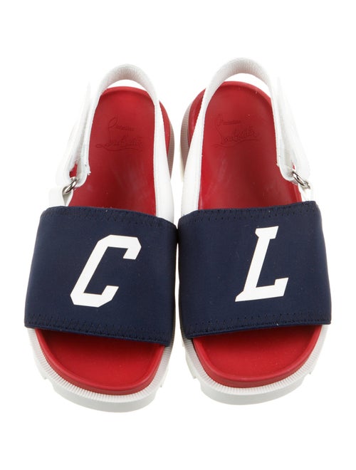 Christian Louboutin Christian Louboutin Girls Size 30 Leather Blue and White Velcro Closure Sandal