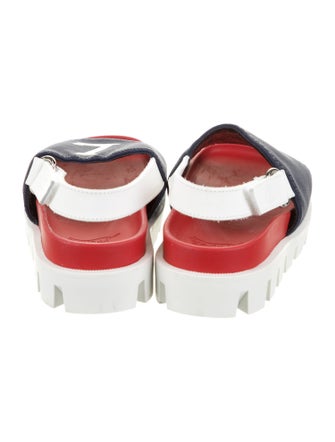 Christian Louboutin Christian Louboutin Girls Size 30 Leather Blue and White Velcro Closure Sandal