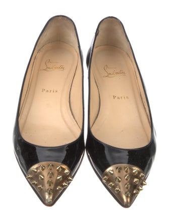 Christian Louboutin Spike Accents Patent Leather Ballet Flats