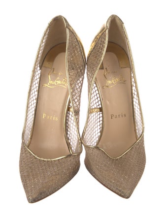 Christian Louboutin Mesh Glitter Accents Pumps