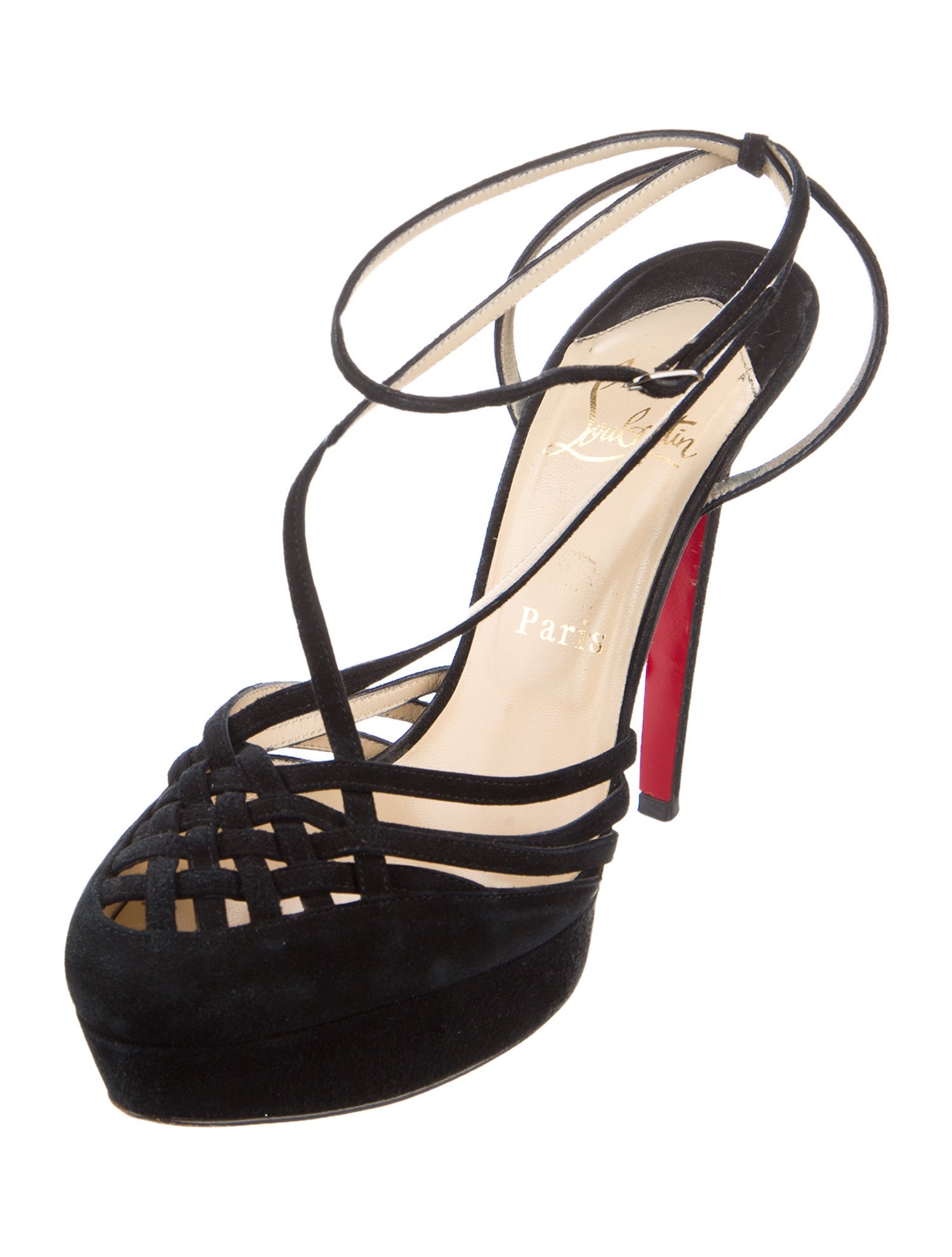 Christian Louboutin Spike Accents Suede Pumps
