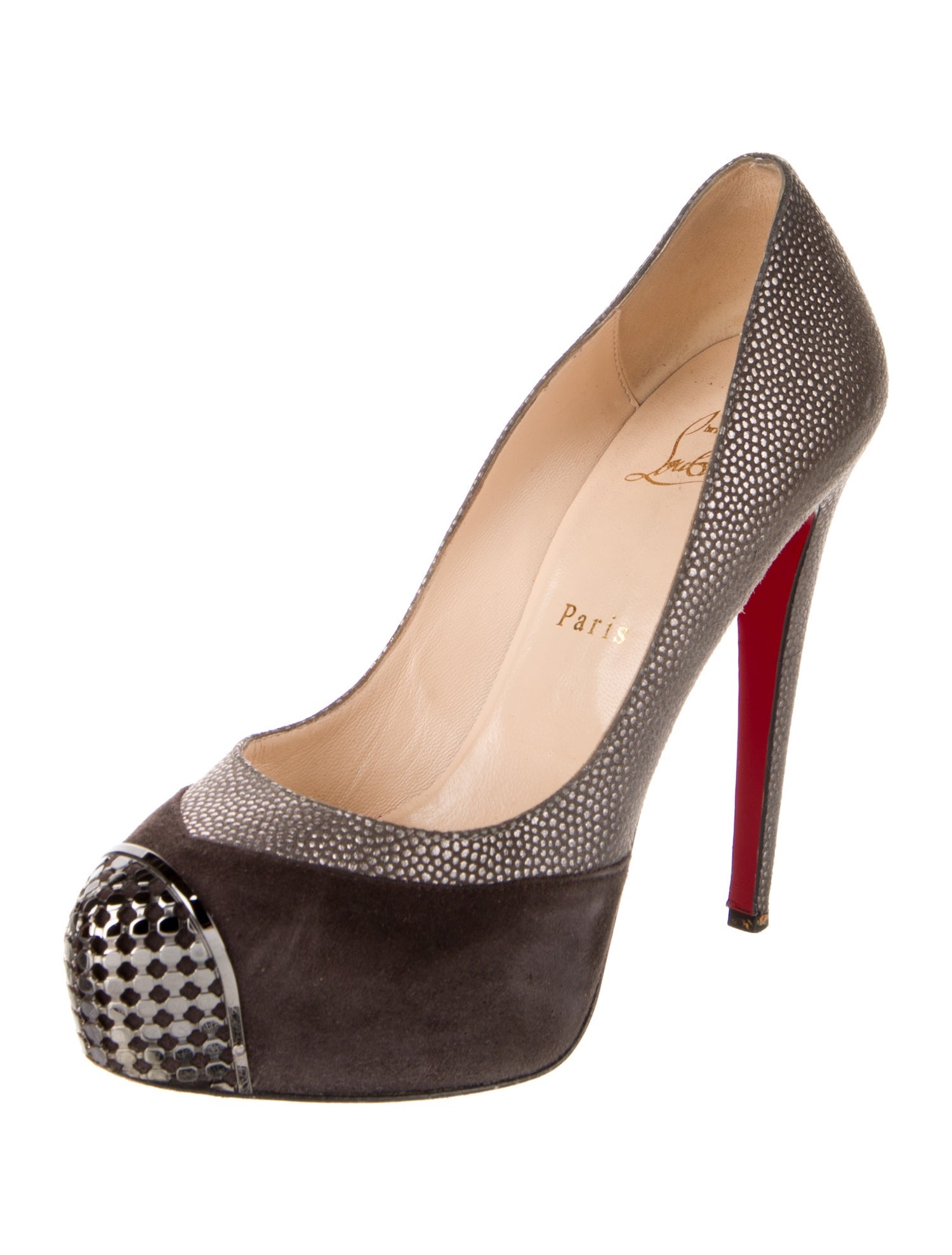 Christian Louboutin Leather Colorblock Pattern Pumps