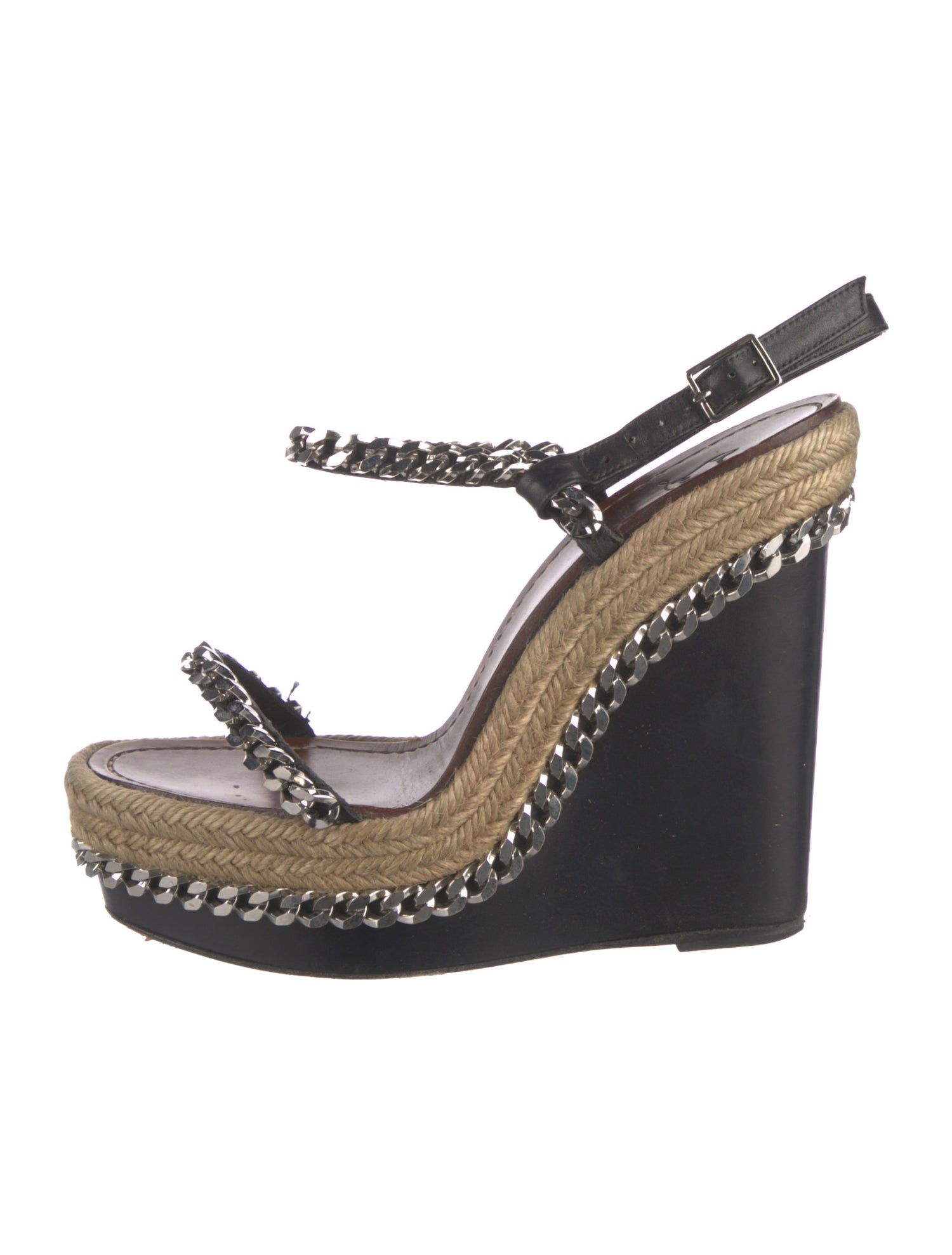 Christian Louboutin Leather Chain-Link Accents Espadrilles