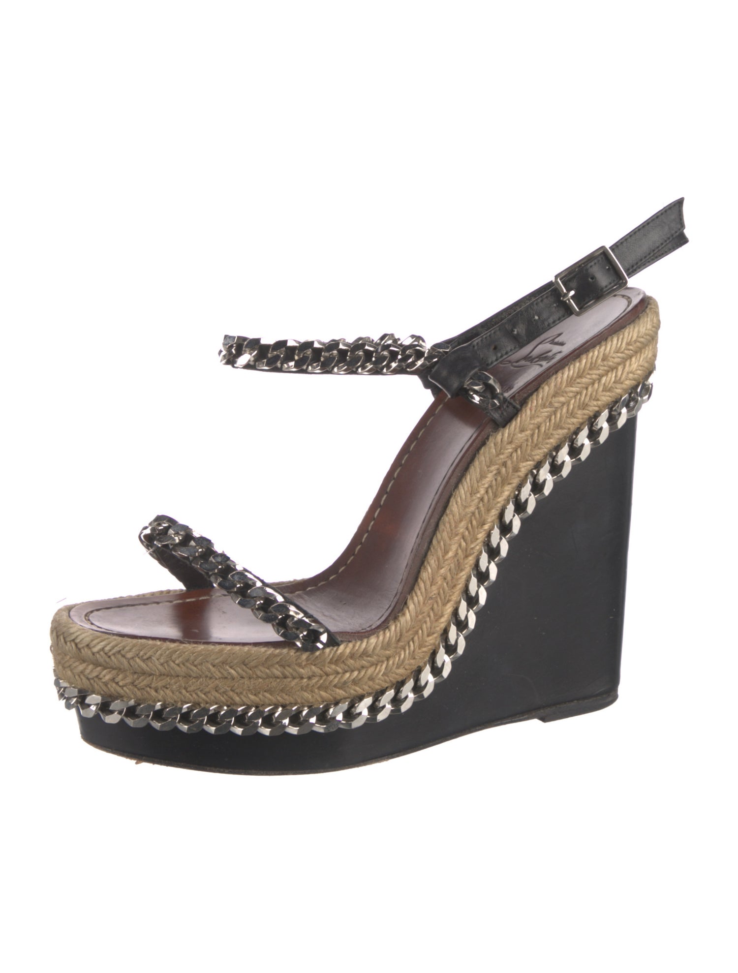 Christian Louboutin Leather Chain-Link Accents Espadrilles