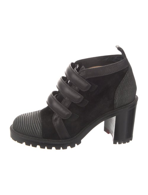 Christian Louboutin Suede Leather Trim Embellishment Combat Boots