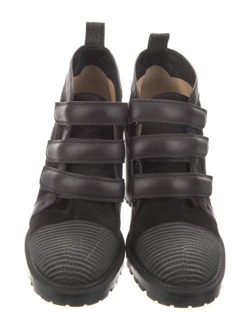 Christian Louboutin Suede Leather Trim Embellishment Combat Boots