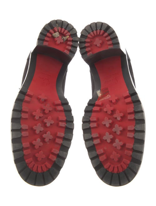 Christian Louboutin Suede Leather Trim Embellishment Combat Boots