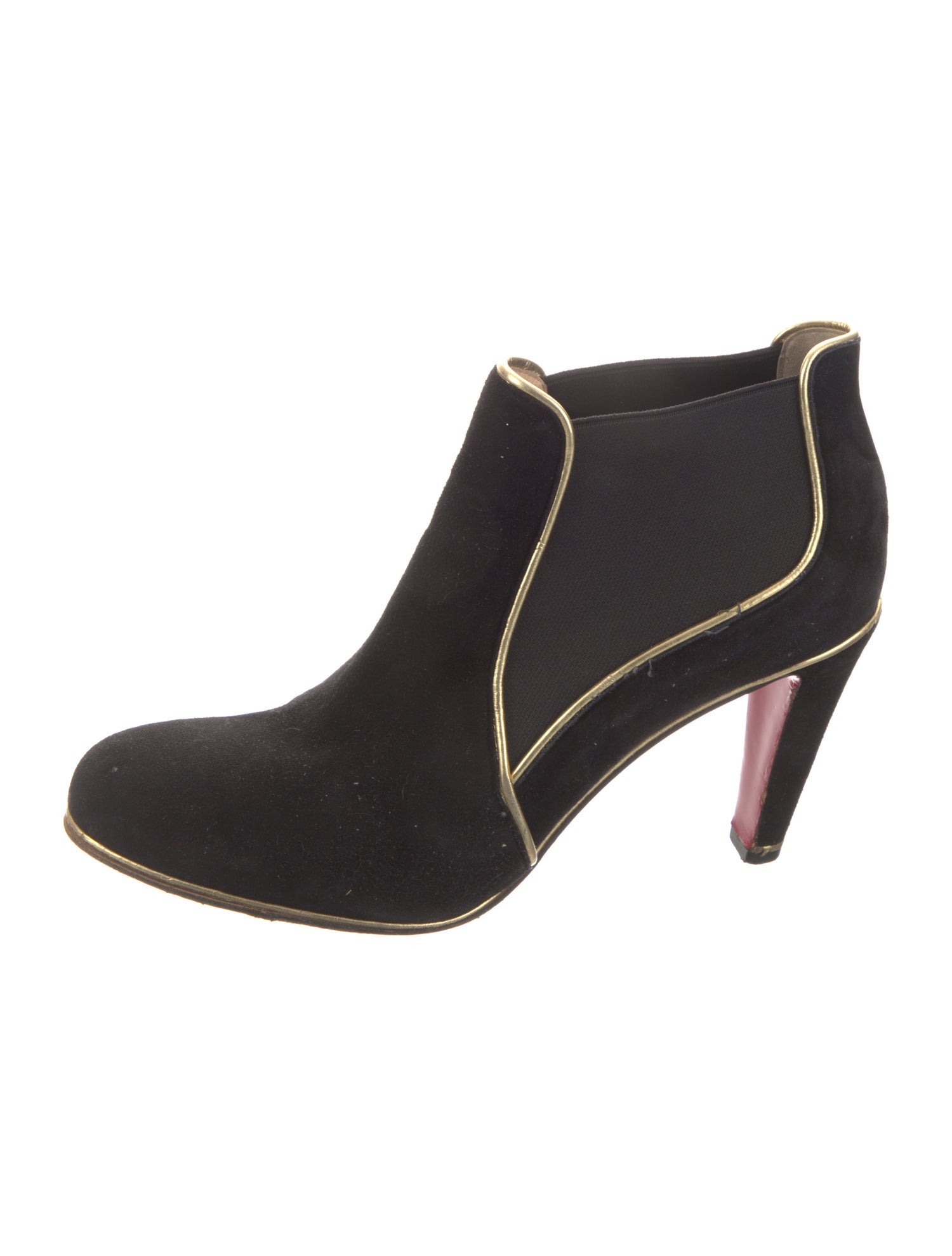 Christian Louboutin Suede Leather Trim Embellishment Chelsea Boots